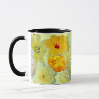 Tasse à café à motif floral aquarelle jaune simple