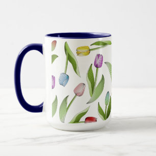 Tasse à café à motif floral de tulipe coloré