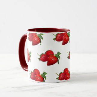 Tasse à café à motif fraise | Tasse aux fruits rou