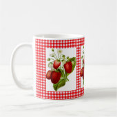 Tasse à café à motif gingham rouge et fraise (Gauche)