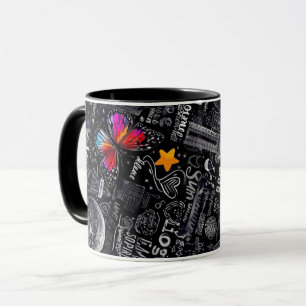 Tasse à café à motif gribouillis coloré Dessin a