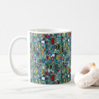 Tasse à café à motif gribouillis coloré | Dessin a