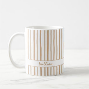 Tasse à café à motif rayures et nom personnalisé m
