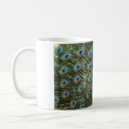 Tasse à café à plumes de queue de paon majestueux (Gauche)