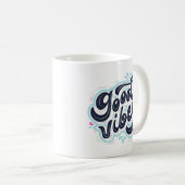 Tasse à café à typographie rétro Good Vibes (Devant droit)