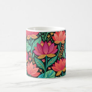 Tasse à café abstrait boho lotus papillons