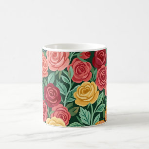 Tasse à café Abstrait Cottagecore Roses Papillons