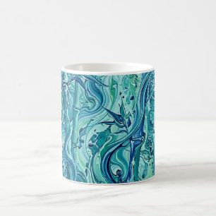 Tasse à café abstraite Océan Bleu Bambouseraie