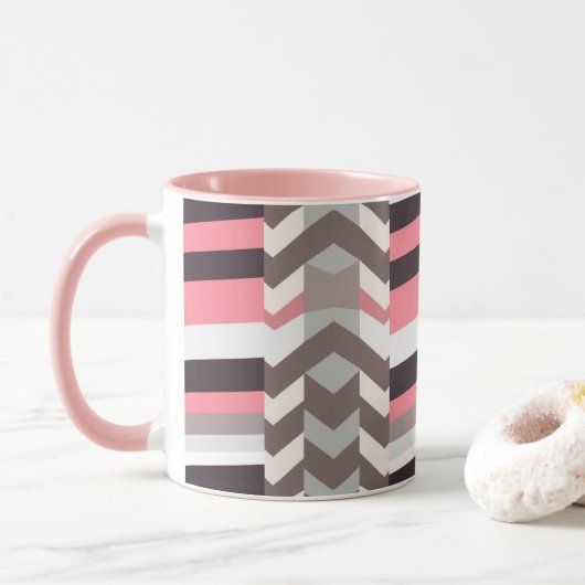Tasse à café abstraite rose (Avec donut)
