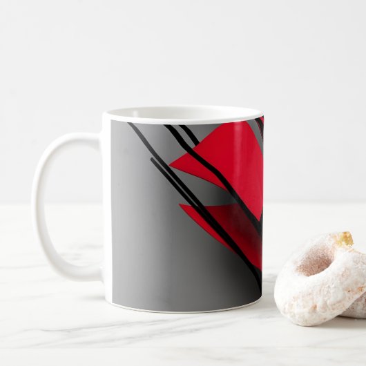 Tasse à café abstraite rouge et noir moderne (Avec donut)