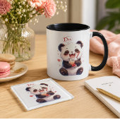 Tasse à café accent Cute Panda buvant du Bubble Te
