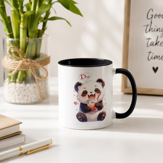 Tasse à café accent Cute Panda buvant du Bubble Te
