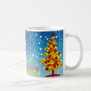 Tasse à café ambiance joyeuse de Noël arbre
