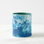 Tasse à café aquarelle bleue avec poignée verte (Centre)