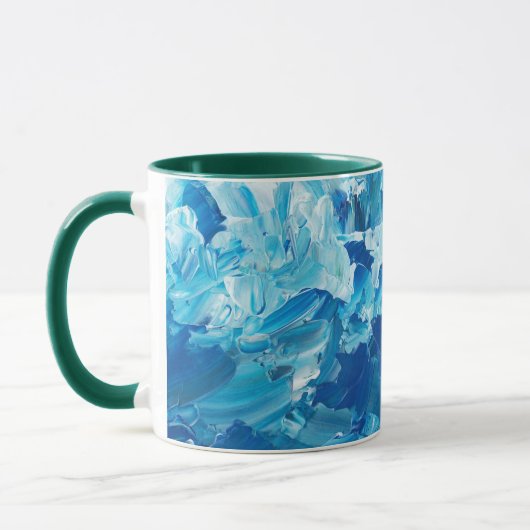 Tasse à café aquarelle bleue avec poignée verte (Gauche)