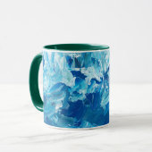 Tasse à café aquarelle bleue avec poignée verte (Devant gauche)