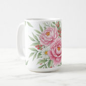 Tasse à café aquarelle florale rose élégante"  (Devant gauche)