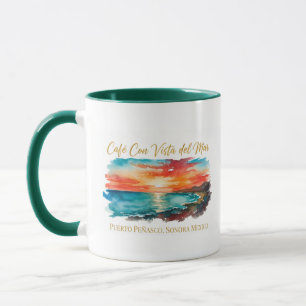 Tasse à café aquarelle Lever de soleil sur la mer
