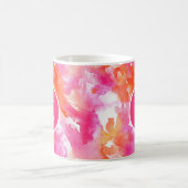 Tasse à café aquarelle rose orange abstraite Monog (Centre)