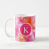 Tasse à café aquarelle rose orange abstraite Monog (Gauche)