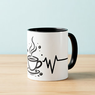 Tasse à café Art en une ligne Battement de cœur