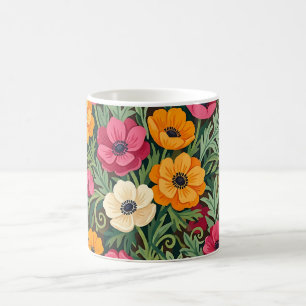 Tasse à café aux papillons anémone colorés abstrai