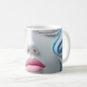 Tasse à café avec art abstrait pastel 3D de visage (Devant droit)