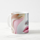 Tasse à café avec art abstrait pastel 3D de visage (Devant gauche)