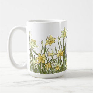 Tasse à café avec bordure florale de jonquilles ja