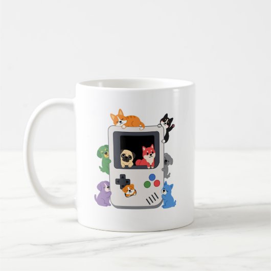 Tasse à café avec chiens mignons console Game Boy (Gauche)