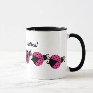 Tasse à café avec coccinelle rose et noire