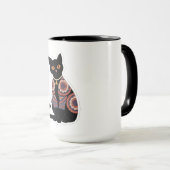 Tasse à café avec collier à cloche pour chat noir (Devant droit)