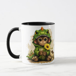 Tasse à café avec costume de dinosaure de bébé sin