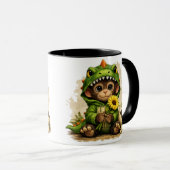 Tasse à café avec costume de dinosaure de bébé sin (Devant droit)