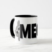 Tasse à café avec design de chat gris qui regarde  (Devant gauche)