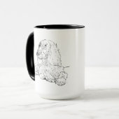 Tasse à café avec dessin au trait de Cocker Spanie (Devant gauche)