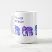 TASSE À CAFE AVEC ÉLÉPHANTS BLEUS REFROIDIS (Devant gauche)