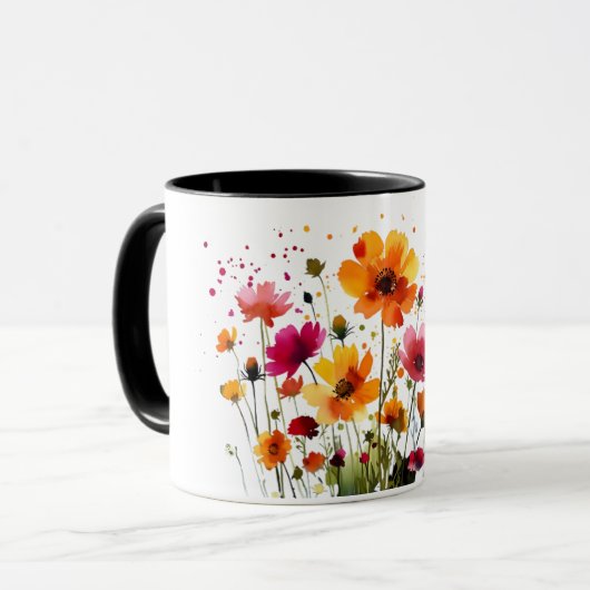 Tasse à café avec faune forestière mignonne et fle (Devant gauche)