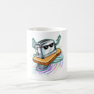 Tasse à café avec grille-pain volant cool sur toas