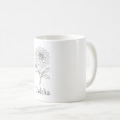 Tasse à café avec illustration minimale de fleur d (Devant droit)