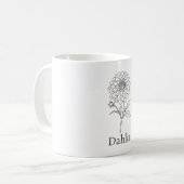Tasse à café avec illustration minimale de fleur d (Devant gauche)