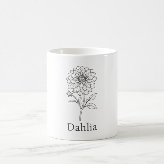 Tasse à café avec illustration minimale de fleur d (Centre)
