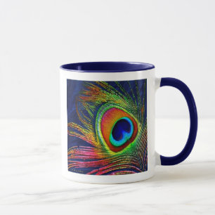 Tasse à café avec impression de plume de paon colo
