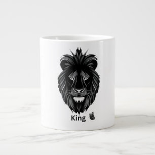 Tasse à café avec l'art du lion noir roi