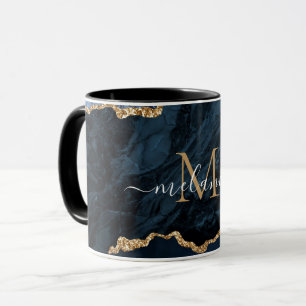 Tasse à café avec lettre de votre nom en marbre bl