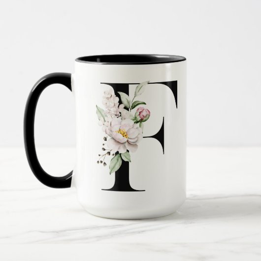 Tasse à café avec lettre F monogramme (Gauche)