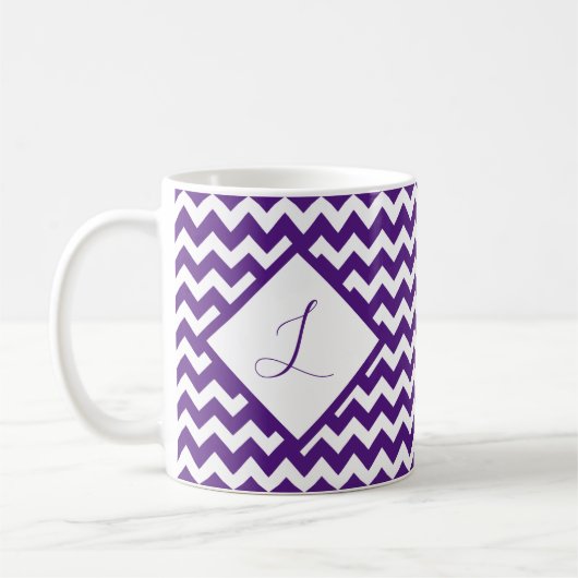 Tasse à café avec monogramme chevron de couleur pe (Gauche)