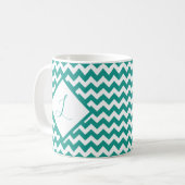 Tasse à café avec monogramme chevron de couleur pe (Devant gauche)