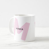 Tasse à café avec monogramme moderne et nom (Devant gauche)