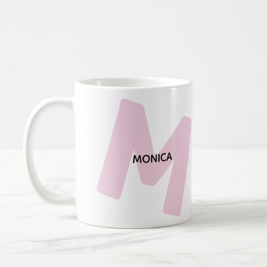Tasse à café avec monogramme moderne et nom (Gauche)